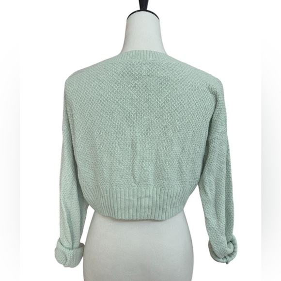 Hollister Mint Green Cropped Cardigan Size S Button Front Knit - Picture 14 of 14